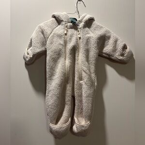 L.L. Bean Infant Hi-Pile Fleece Bunting Bear Suit, Beige, Cream, Footed, Sherpa
